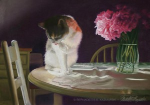 "Peaches and Peonies", pastel, 23" x 17", 2008 © Bernadette E. Kazmarski