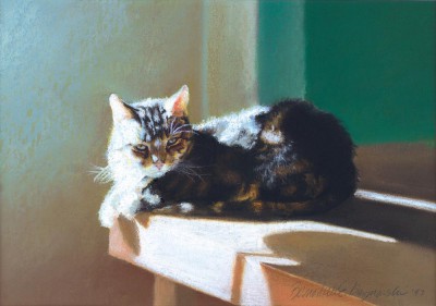 “After Dinner Nap”, pastel on Hahnemuhle sanded watercolor paper, 1997 © Bernadette E. Kazmarski