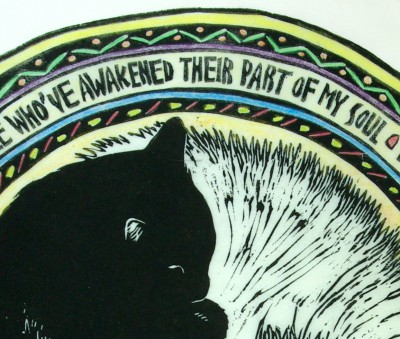 Detail of text in C. Awakening with cool and pastel hand coloring.