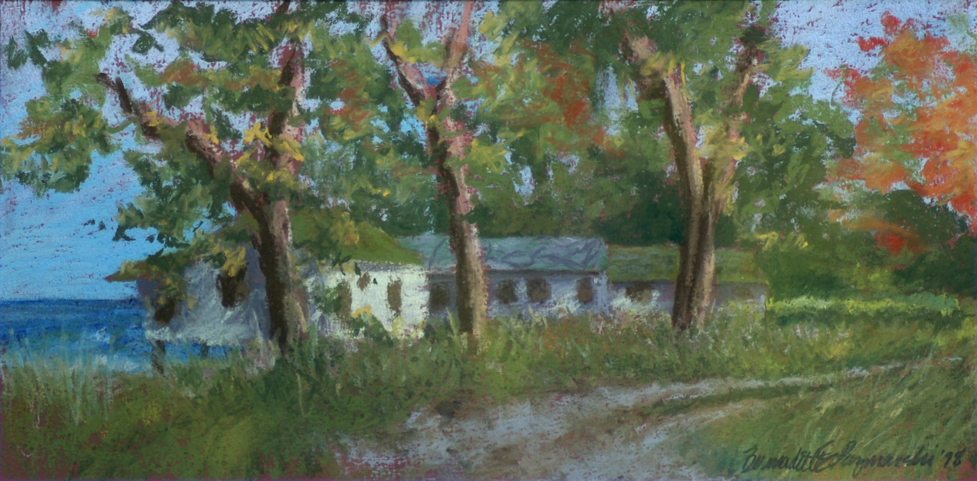 "Deserted Cottages", 17" x 8.5", Rembrandt pastels on Hahnemuhle sanded watercolor paper, 1998 © Bernadette E. Kazmarski