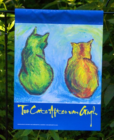 Front Garden Flag, Cats After Van Gogh