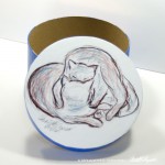 Open view Love Cats Blue Round Keepsake Box top view