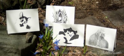 All four designs in "Kitties Being Kitties".