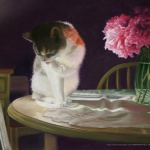 Peaches and Peonies, pastel, 23" x 16" © 2008 Bernadette E. Kazmarski
