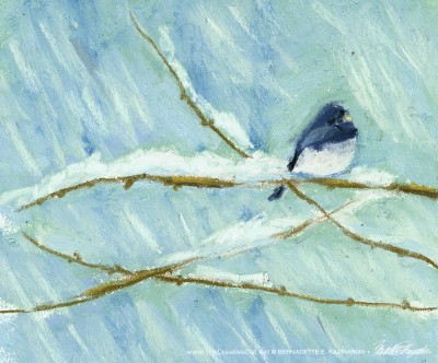 Snowbird, pastel, 6" x 6" © Bernadette E. Kazmarski