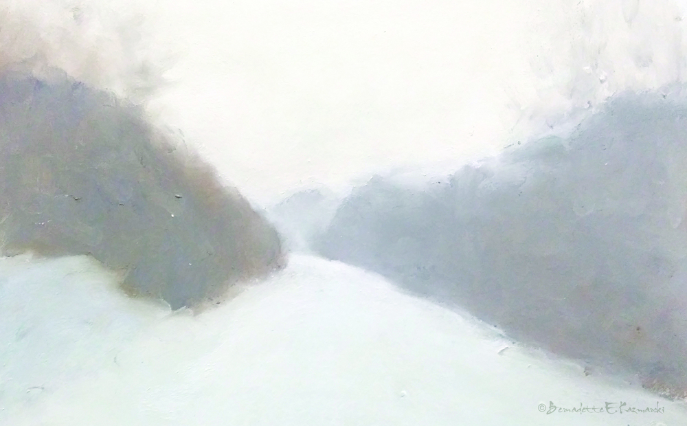 “Snowfall”, pastel, 11″ x 7″ © Bernadette E. Kazmarski