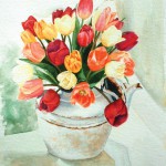 Tea for Tulips, watercolor, 12 x 16 © Bernadette E. Kazmarski
