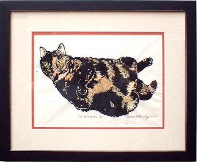 A. Framed, double matted, tinted print (as shown), 16 x 20