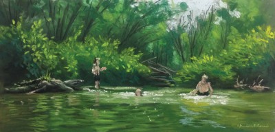 "The Swimming Hole", pastel, 17 x 8, 2014 © Bernadette E. Kazmarski