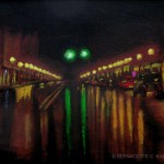“Rainy Night on Main Street”, acrylic, 24″ x 12″, 2007 © Bernadette E. Kazmarski