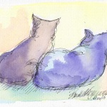"Their Faces in the Sun", watercolor and ink, 5" x 7" © Bernadette E. Kazmarski