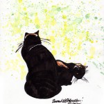 "In Afternoon Sun", ink brush pen and watercolor, 10 x 11 ยฉ Bernadette E. Kazmarski