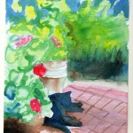 "Garden Sketch With Mimi", 5" x 7", watercolor, 2013 © Bernadette E. Kazmarski