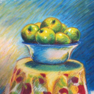 Green Apples, oil pastel, 12 x 12, 1998 © Bernadette E. Kazmarski