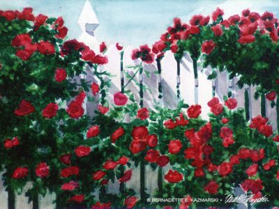 Red Climbers, watercolor, 12 x 16 print or canvas.