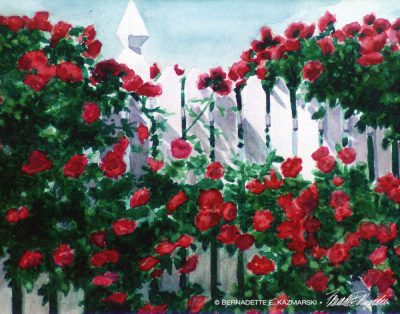 Red Climbers, watercolor, 11 x 14 print or canvas.