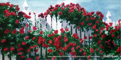Red Climbers, watercolor, 7 x 14 print or canvas.