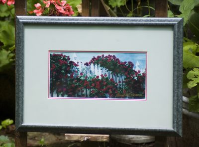 "Red Climbers" 4.5" x 9.5" print in 10" x 15" frame.