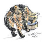 Kelly Has a Drink, 6" x 8", colored pencil © Bernadette E. Kazmarski