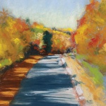 Colorful Autumn Trail, 8” x 12”, pastel © Bernadette E. Kazmarski