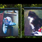 "Impressionist Cats" garden flag.