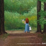 "Me in the Woods (draft 2)", pastel, 16" x 28" © Bernadette E. Kazmarski