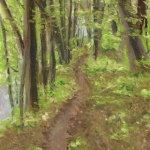 The Spring Woods, 8” x 12”, pastel © Bernadette E. Kazmarski