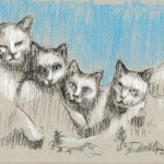 โCatamount Brushmoreโ, black and white charcoal on toned paper, 5.5โณ x 8โณ ยฉ Bernadette E. Kazmarski
