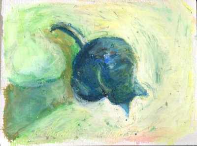 "Cool Morning Bath", oil pastel, 5" x 7" © Bernadette E. Kazmarski