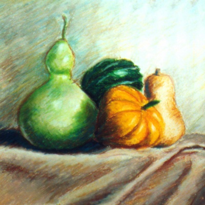 Squashes, 12 x 12,oil pastel, 1998 © Bernadette E. Kazmarski