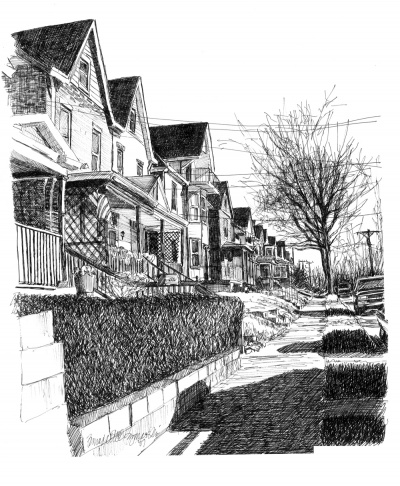 Library Avenue, ink, 12 x 16, 2007 © Bernadette E. Kazmarski
