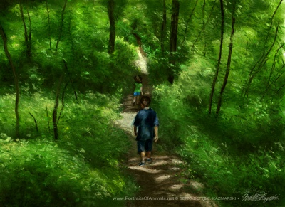 "Running Through the Woods", pastel, 20" x 14" © Bernadette E. Kazmarski
