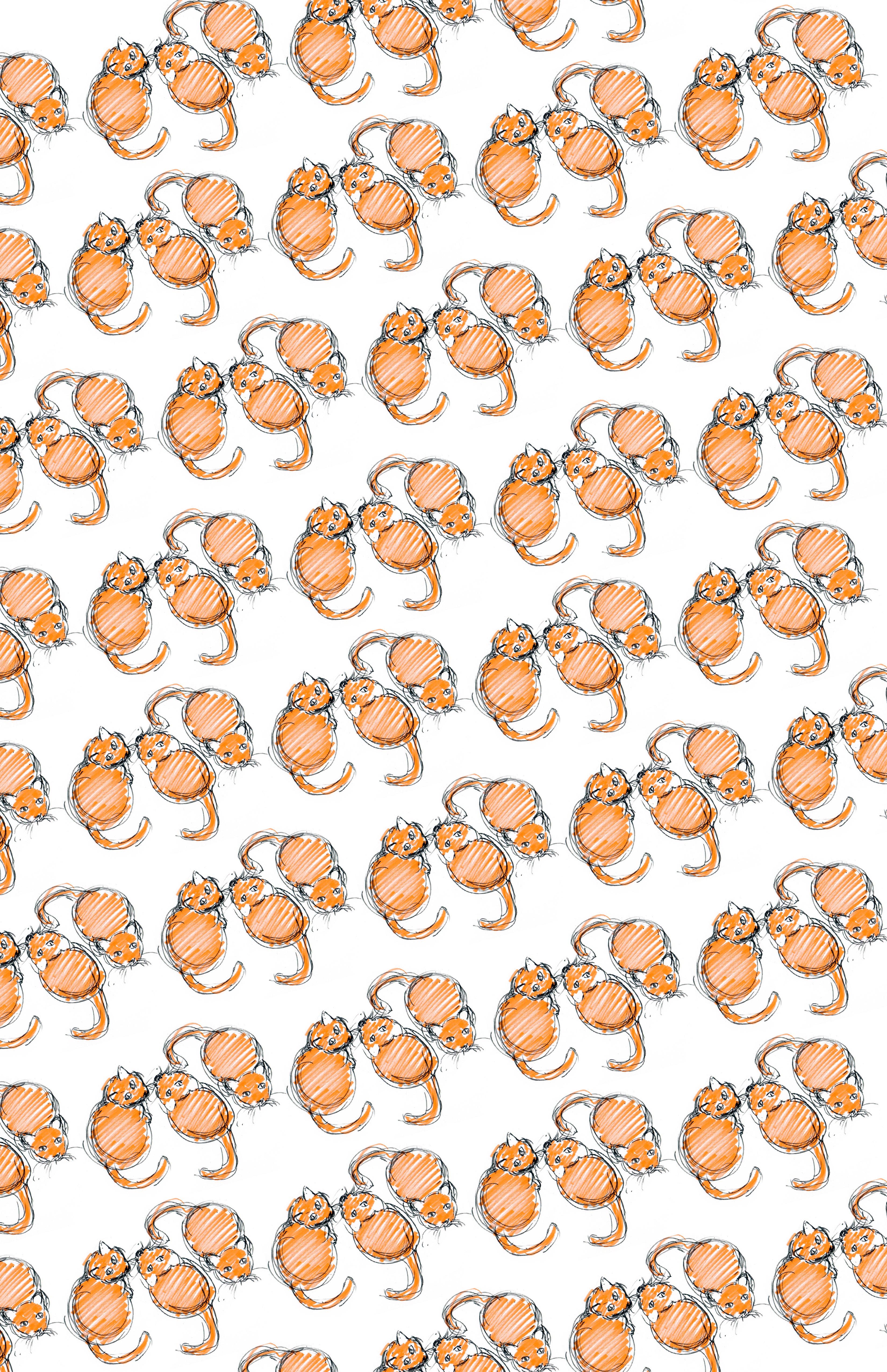 Three Orange Cats wrapping paper.