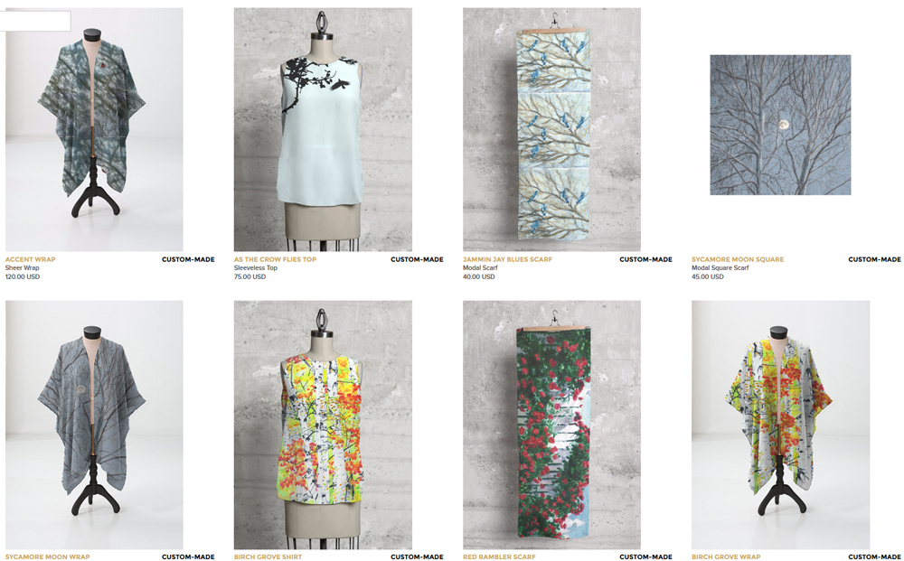 Tops, wraps and scarves.