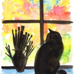 “Studio Window, Autumn”, 5.5″ x 8.5″, watercolor © Bernadette E. Kazmarski