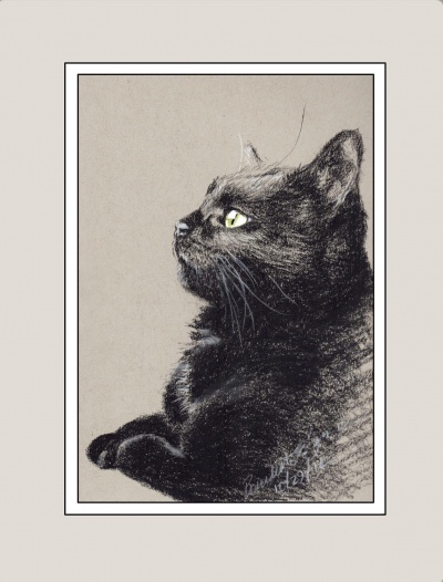 "Bella Birdwatching" matted sample.