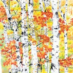 Birches 2: Radiance, watercolor, 22 x 23, edges cropped.