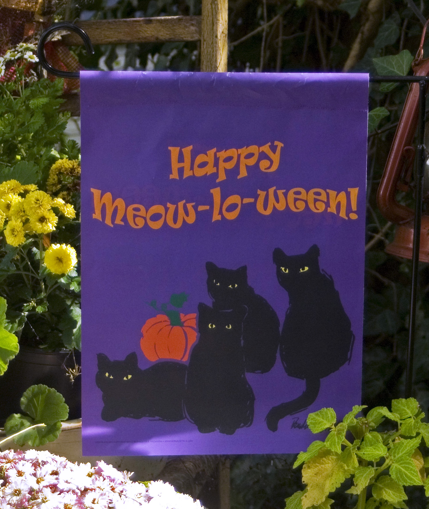 Happy Meow-lo-ween Garden Flag