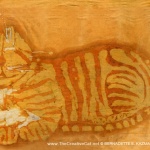 "Smiling Ginger Kitty", batik, 18" x 30", 1972 © Bernadette E. Kazmarski