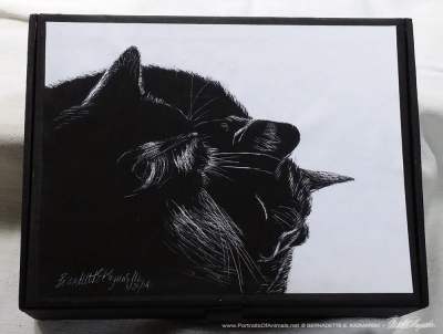 "Black and Light" cigar box keepsake, design.