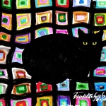 "Mewsette on the Afghan", markers , 6" x 7" © Bernadette E. Kazmarski (cropped)