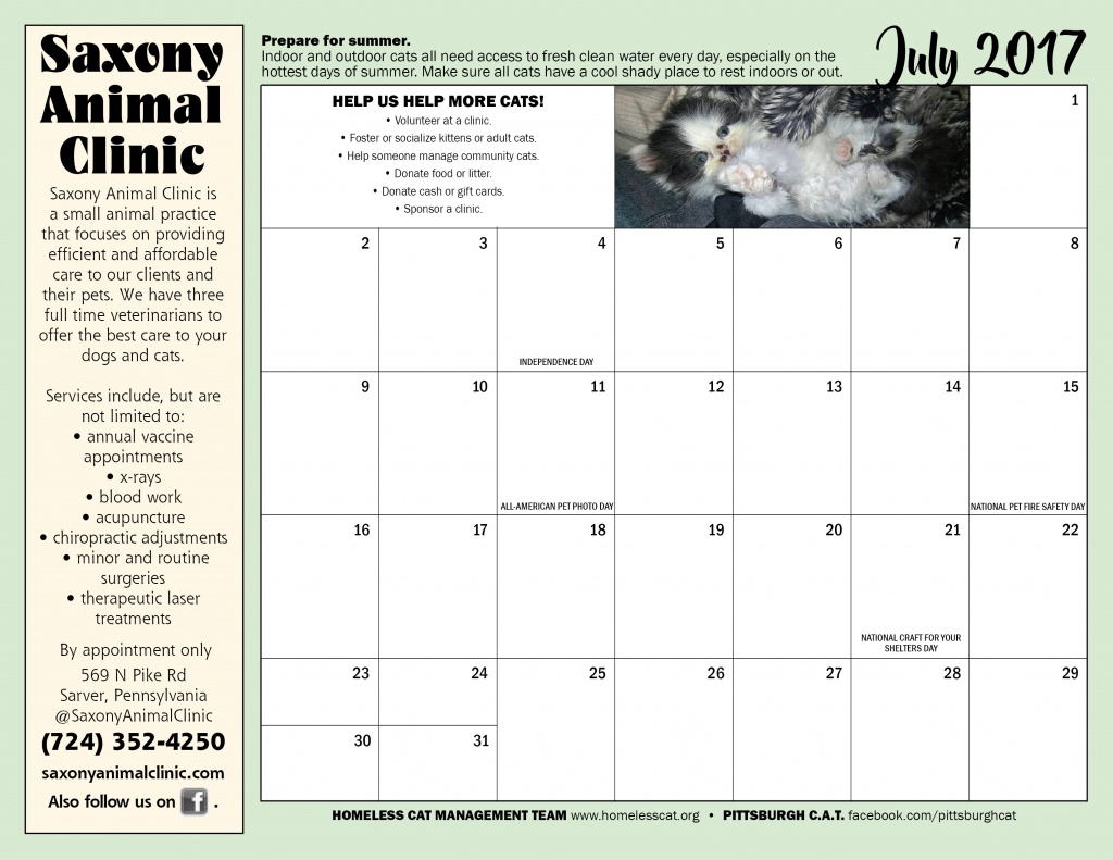 July calendar and sponsor ad.