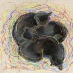 "Black Cats Dreaming in Color", soft and hard pastel on Canons Mi-tientes, 11" x 9" © Bernadette E. Kazmarski