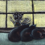 "Studio Morning Shift", pastel on black pastel paper, 9 x 12 © Bernadette E. Kazmarski