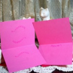 Magenta cards, inside.