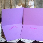 Violet cards, inside.