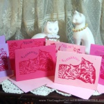 Linoleum block-printed Valentine cards inspired by Valentine Candy hearts!