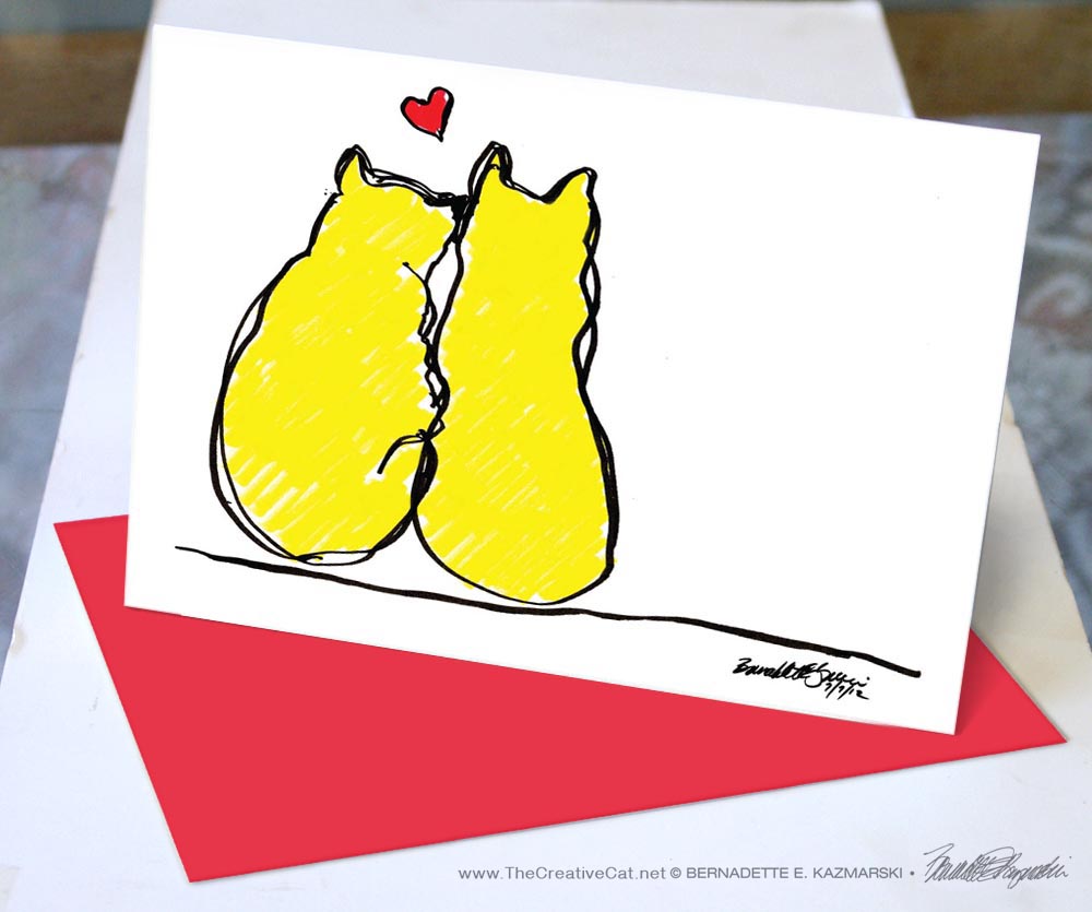 Two Yellow Cats Valentine.