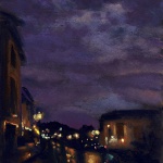 Rainy Violet Sunset, pastel on black Canson paper, 9" x 12" © Bernadette E. Kazmarski