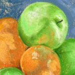 Reflecting on Each Other, pastel on tan Canson mi-tientes, 5 x 7 © Bernadette E. Kazmarski